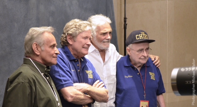 Derrik Lewis, Allan Hunt, David Hedison and Terry Becker at the October 2014 Hollywood Show