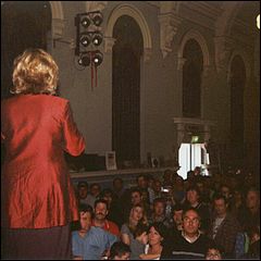 Marta Kristen addresses audience