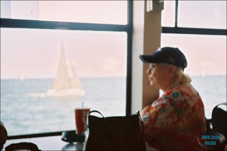 Sheila Allen enjoying the view of Sydney Harbour
