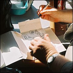 Kevin Burns signing collectors card box