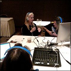 Celeste Yarnall being interviewed for RetroRadio
