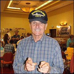 Mark Goddard wearing gift cap from Chris