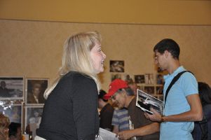Heather Chatting with a Fan

