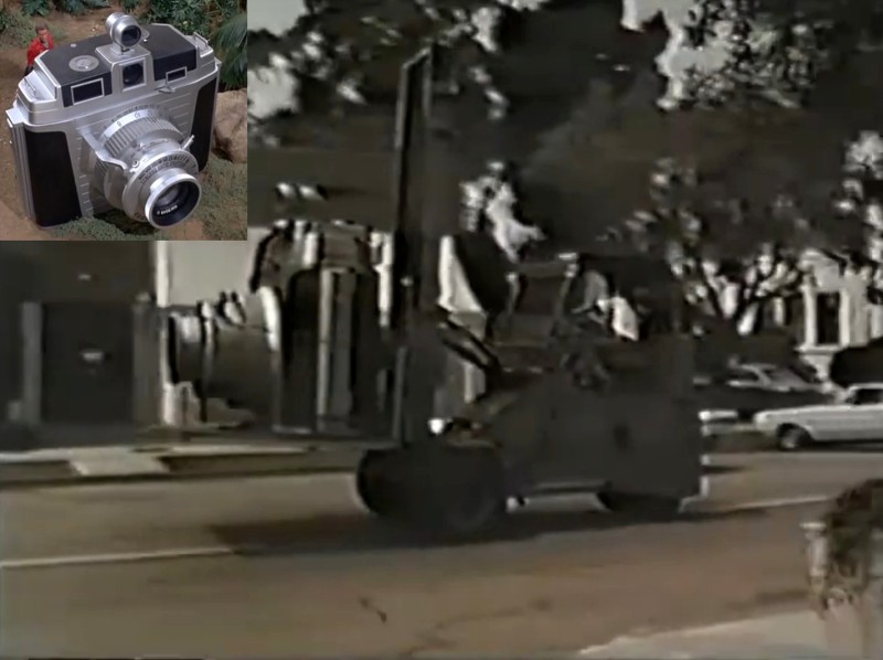 Land of the Giants Giant Camera Prop being moved on the 20th Century Fox backlot during filming of Bracken's World