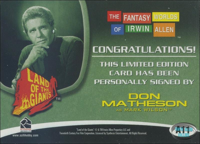 Don Matheson Autograph Card A11 Back