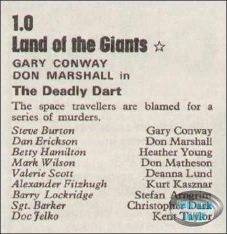 The Deadly Dart Sunday 5th August 1973