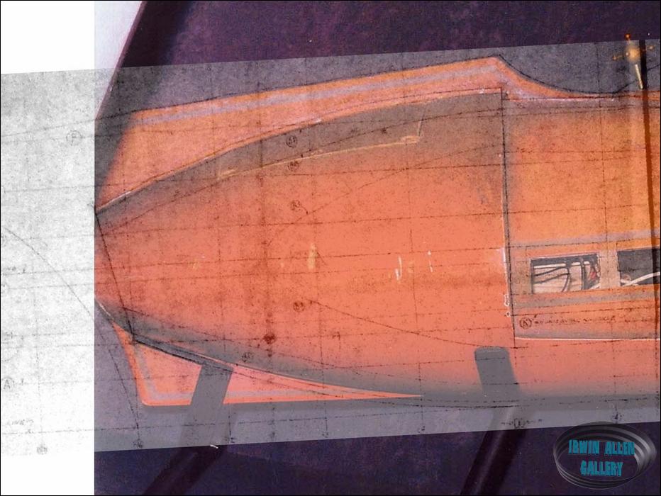 Overlay of blueprint on Spindrift miniature