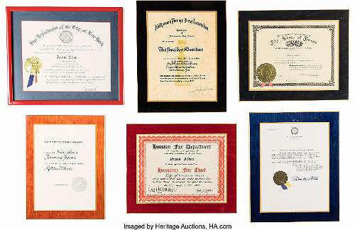 Irwin Allen Plaques and Certificates