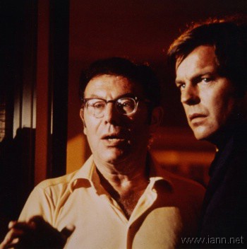 Irwin Allen and Robert Wagner on the set of The Towering Inferno