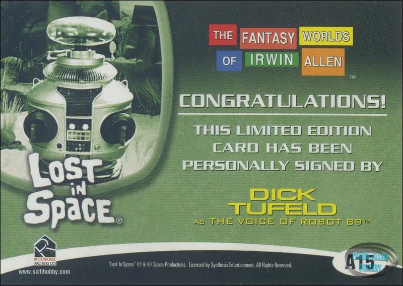 Dick Tufeld Autograph Card A15 Back