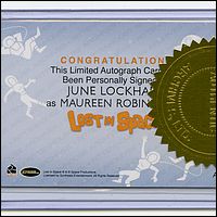 June Lockhart Autographed Card Back