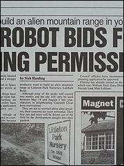 Newspaper clipping during movie production