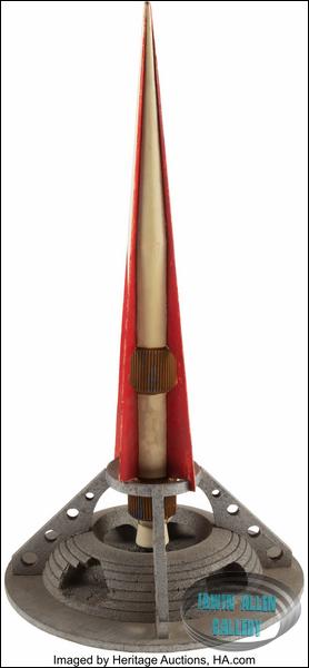 Set of Model Miniature Missiles and Launch Pad