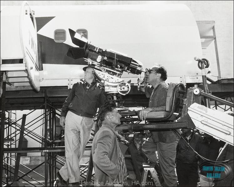 Irwin Allen filming TWA aeroplane