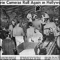 Clipping showing filming on the set of Lost World