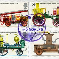 Fire Engine Stamps on British First Day Cover Envelope