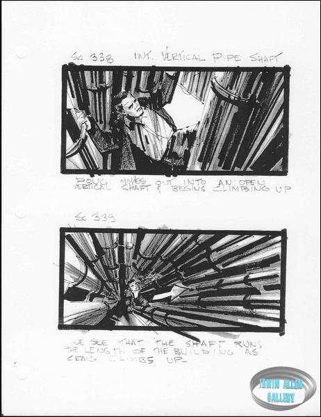 Scenes 338 to 339 - Doug climbs up vertical pipe shaft