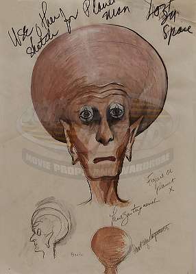 Planet X Alien Head Drawing