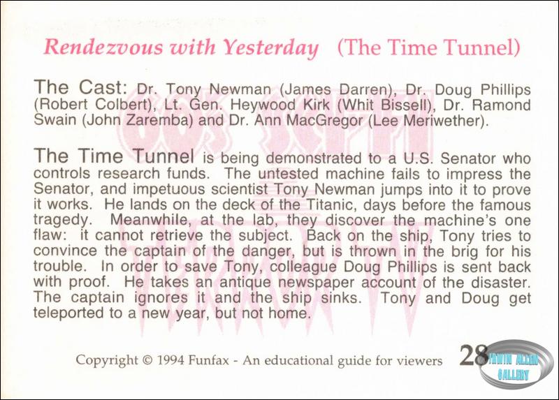 Funfax Time Tunnel Card #28 Back