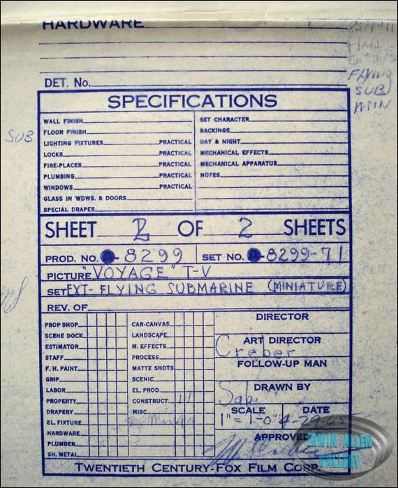 Flying Sub Blueprint dated 4-29-65
