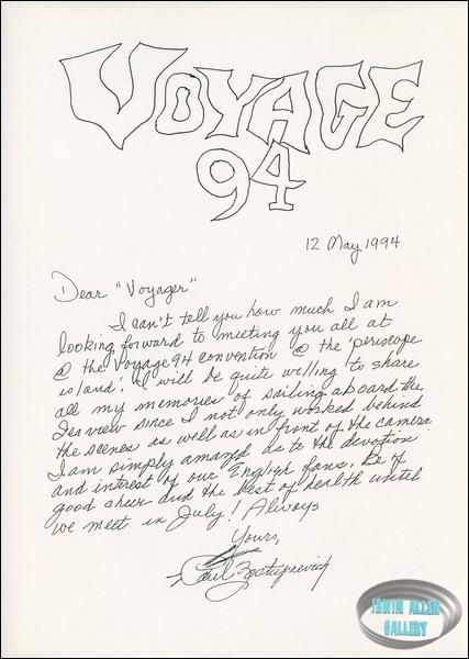 Letter from Paul Zastupnevich for Voyage 94