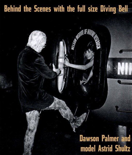 Dawson Palmer and model Astrid Shultz behind the scenes with the full size Diving Bell